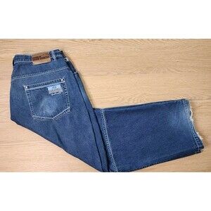 School Of Hard Knocks Jeans 42x32 Blue Denim Baggie Streetwear Embroidered Vtg